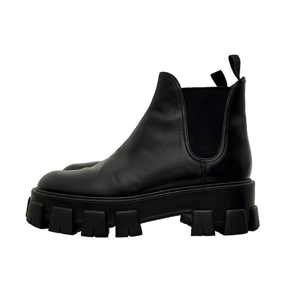 Prada Monolith Platform Lug Sole Black Leather Chelsea Boot  EU 37.5 / US 7.5 - Picture 6 of 11